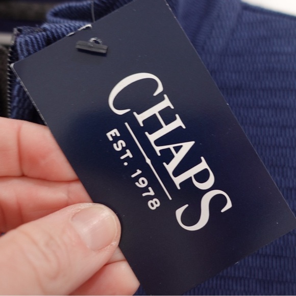 NWT Chaps Long Sleeve Quarter Zip Rice Knit Jacket Sweater Sz Large Newport Navy - Picture 13 of 16